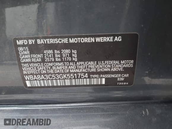 2016 BMW 3 Series 320i xDrive с VIN WBA8A3C53GK551754, выставлен на аукционе IAAI как лот 42399516 с пробегом 135 571 миль миль и . История ставок и продаж доступна на DreamBid. Изображение 9.