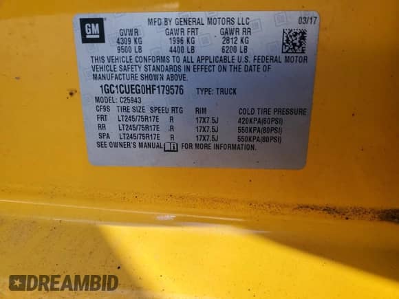2017 Chevrolet Silverado 2500HD Work Truck z VIN 1GC1CUEG0HF179576, wystawiony jako Copart lot #67598644 z przebiegiem 185 628 mil mil oraz Czysty tytuł • Clean title. Historia ofert i sprzedaży dostępna na DreamBid. Obrazek 12.