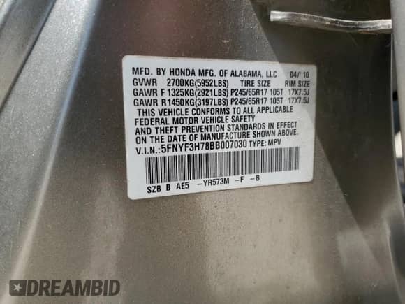 2011 Honda Pilot EX-L z VIN 5FNYF3H78BB007030, wystawiony jako Copart lot #56367275 z przebiegiem 143 319 mil mil oraz Szkoda całkowita • Salvage title. Historia ofert i sprzedaży dostępna na DreamBid. Obrazek 13.