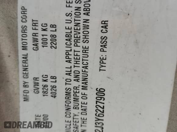 2000 Chevrolet Malibu LS с VIN 1G1NE52J3Y6227906, выставлен на аукционе Copart как лот 66544885 с пробегом 229 070 миль миль и Списание • Salvage title. История ставок и продаж доступна на DreamBid. Изображение 12.