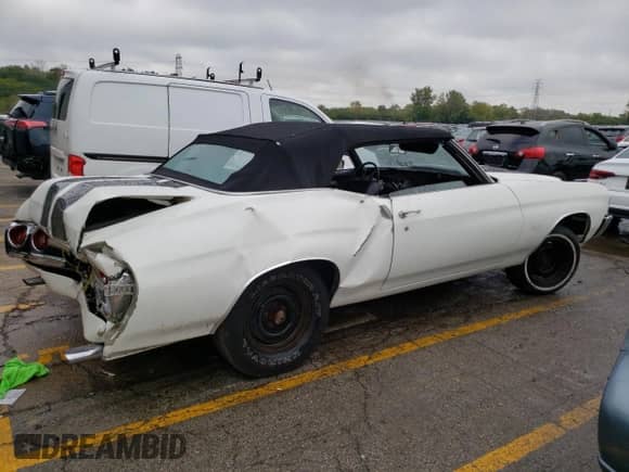 1971 Chevrolet Chevelle with VIN 136671K138987, listed as a Copart auction lot 57303215 with Not provided miles and Salvage title. Bid and sale history available at DreamBid. Image 3.