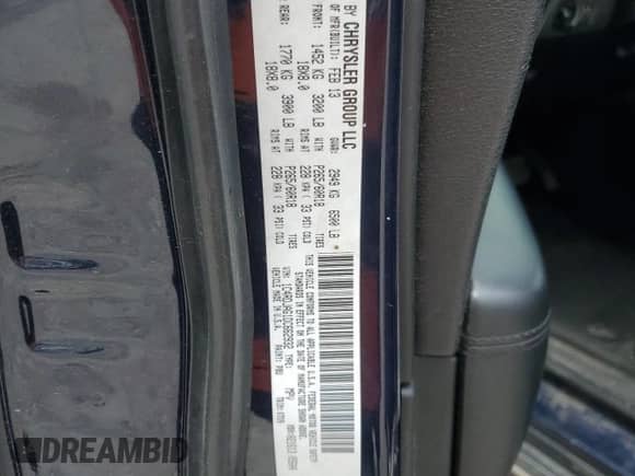 2013 Dodge Durango SXT with VIN 1C4RDJAG1DC662932, listed as a Copart auction lot 57784465 with 189,398 mi miles and Clean title. Bid and sale history available at DreamBid. Image 14.
