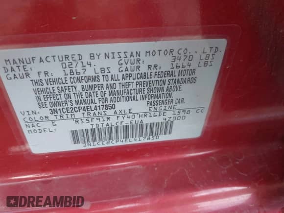 2014 Nissan Note SV с VIN 3N1CE2CP4EL417850, выставлен на аукционе IAAI как лот 42882492 с пробегом 108 632 миль миль и . История ставок и продаж доступна на DreamBid. Изображение 9.