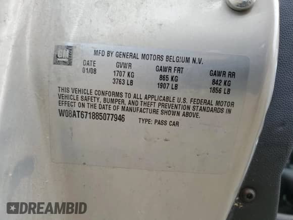 2008 Saturn Astra XR с VIN W08AT671885077946, выставлен на аукционе Copart как лот 61949225 с пробегом 169 232 миль миль и Чистый • Clean title. История ставок и продаж доступна на DreamBid. Изображение 12.