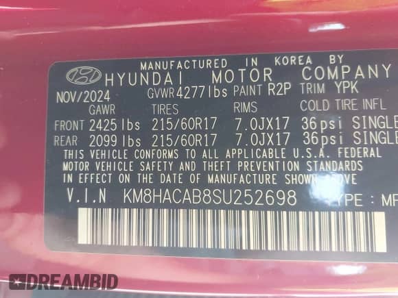 2025 Hyundai Kona SE с VIN KM8HACAB8SU252698, выставлен на аукционе IAAI как лот 42448614 с пробегом 4 182 миль миль и . История ставок и продаж доступна на DreamBid. Изображение 9.