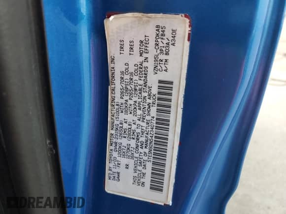 2004 Toyota Tacoma PreRunner with VIN 5TESN92N54Z340774, listed as a Copart auction lot 82484455 with 147,005 mi miles and Salvage title. Bid and sale history available at DreamBid. Image 12.