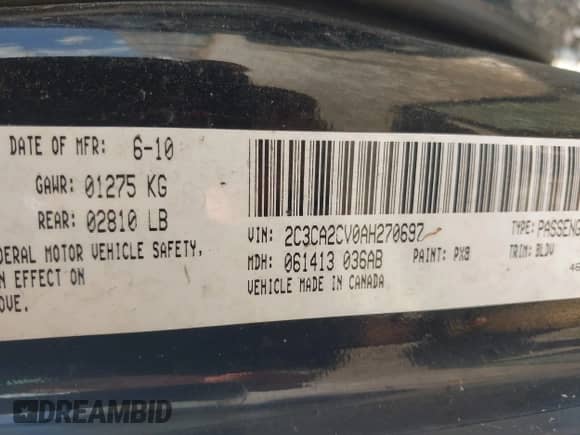 2010 Chrysler 300 S with VIN 2C3CA2CV0AH270697, listed as a IAAI auction lot 42426874 with 197,674 mi miles and . Bid and sale history available at DreamBid. Image 9.