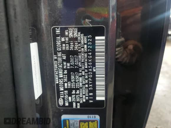 2019 Kia Sorento LX with VIN 5XYPGDA56KG472325, listed as a Copart auction lot 50588235 with 99,590 mi miles and Salvage title. Bid and sale history available at DreamBid. Image 15.