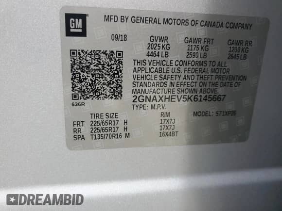 2019 Chevrolet Equinox LS с VIN 2GNAXHEV5K6145667, выставлен на аукционе Copart как лот 86492145 с пробегом 82 282 миль миль и На запчасти • Non repairable. История ставок и продаж доступна на DreamBid. Изображение 12.