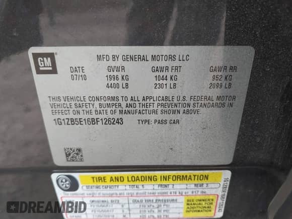 2011 Chevrolet Malibu 1LS с VIN 1G1ZB5E16BF126243, выставлен на аукционе IAAI как лот 43395907 с пробегом 91 000 миль миль и . История ставок и продаж доступна на DreamBid. Изображение 9.