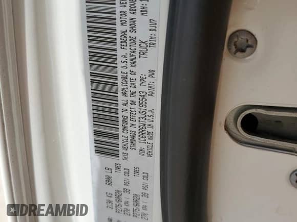 2018 Ram 1500 with VIN 1C6RR6WT3JS195543, listed as a Copart auction lot 54816135 with 100,602 mi miles and Non repairable. Bid and sale history available at DreamBid. Image 13.