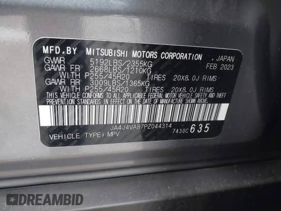 2023 Mitsubishi Outlander SEL z VIN JA4J4VA87PZ044314, wystawiony jako IAAI lot #41259803 z przebiegiem 31 927 mil mil oraz . Historia ofert i sprzedaży dostępna na DreamBid. Obrazek 9.
