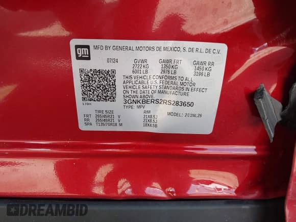 2024 Chevrolet Blazer RS with VIN 3GNKBERS2RS283650, listed as a IAAI auction lot 42205111 with 7,384 mi miles and . Bid and sale history available at DreamBid. Image 9.