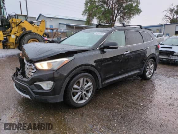 2014 Hyundai Santa Fe Limited with VIN KM8SR4HF2EU085451, listed as a Copart auction lot 62082855 with 111,341 mi miles and Salvage title. Bid and sale history available at DreamBid. Image 1.