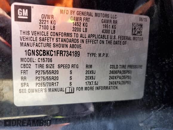 2015 Chevrolet Tahoe LT z VIN 1GNSCBKC1FR734189, wystawiony jako Copart lot #64049525 z przebiegiem 148 346 mil mil oraz Szkoda całkowita • Salvage title. Historia ofert i sprzedaży dostępna na DreamBid. Obrazek 13.