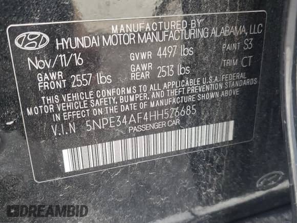 2017 Hyundai Sonata Sport z VIN 5NPE34AF4HH526685, wystawiony jako Copart lot #70182365 z przebiegiem 95 315 mil mil oraz Szkoda całkowita • Salvage title. Historia ofert i sprzedaży dostępna na DreamBid. Obrazek 12.