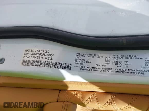 2023 Jeep Grand Cherokee Summit Reserve с VIN 1C4RJKEG0P8782804, выставлен на аукционе IAAI как лот 42217373 с пробегом 39 402 миль миль и . История ставок и продаж доступна на DreamBid. Изображение 9.