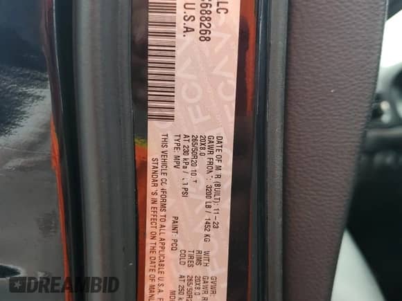 2023 Dodge Durango GT with VIN 1C4RDJDG3PC688268, listed as a Copart auction lot 69971715 with 38,062 mi miles and Clean title. Bid and sale history available at DreamBid. Image 13.