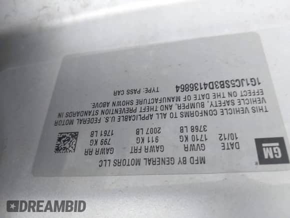 2013 Chevrolet Sonic LT с VIN 1G1JC5SB3D4136864, выставлен на аукционе IAAI как лот 42608192 с пробегом 135 750 миль миль и . История ставок и продаж доступна на DreamBid. Изображение 9.