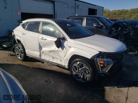 2024 Hyundai Kona N Line with VIN KM8HACA35RU086143, listed as a Copart auction lot 75915634 with 19,867 mi miles and Salvage title. Bid and sale history available at DreamBid. Image 4.