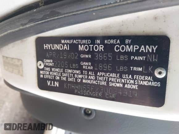 2003 Hyundai Tiburon GT с VIN KMHHN65FX3U034914, выставлен на аукционе IAAI как лот 41299314 с пробегом 204 378 миль миль и . История ставок и продаж доступна на DreamBid. Изображение 9.