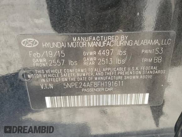 2015 Hyundai Sonata SE с VIN 5NPE24AF8FH191611, выставлен на аукционе Copart как лот 87487935 с пробегом 108 050 миль миль и Чистый • Clean title. История ставок и продаж доступна на DreamBid. Изображение 13.