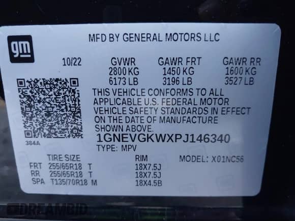 2023 Chevrolet Traverse LT Cloth с VIN 1GNEVGKWXPJ146340, выставлен на аукционе IAAI как лот 43021665 с пробегом 76 900 миль миль и . История ставок и продаж доступна на DreamBid. Изображение 9.