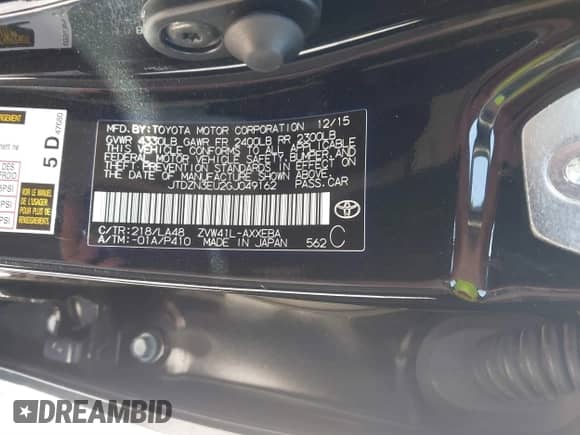 2016 Toyota Prius Two с VIN JTDZN3EU2GJ049162, выставлен на аукционе IAAI как лот 41856619 с пробегом 68 602 миль миль и . История ставок и продаж доступна на DreamBid. Изображение 9.