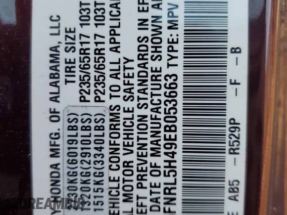 2014 Honda Odyssey EX с VIN 5FNRL5H49EB053663, выставлен на аукционе Copart как лот 87032345 с пробегом 196 381 миль миль и Списание • Salvage title. История ставок и продаж доступна на DreamBid. Изображение 13.