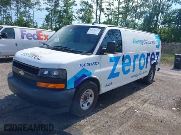 2018 Chevrolet Express Cargo with VIN 1GCZGHFGXJ1165877, listed as a IAAI auction lot 42642887 with 120,421 mi miles and . Bid and sale history available at DreamBid. Image 2.