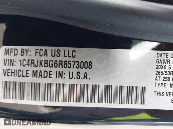 2024 Jeep Grand Cherokee Limited with VIN 1C4RJKBG6R8573008, listed as a IAAI auction lot 42501888 with 5,346 mi miles and . Bid and sale history available at DreamBid. Image 9.