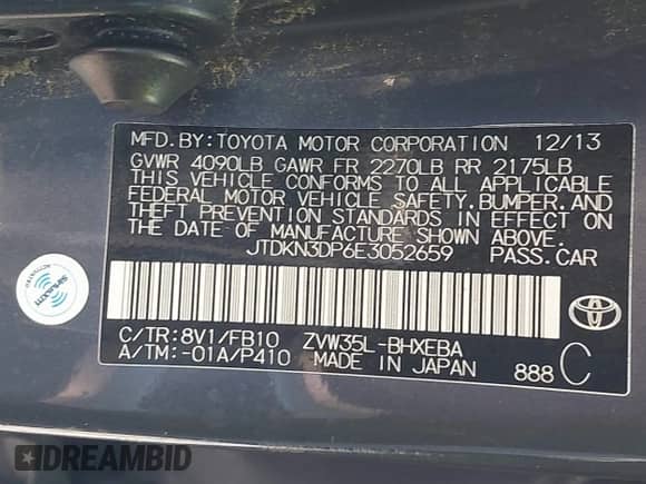 2014 Toyota Prius z VIN JTDKN3DP6E3052659, wystawiony jako IAAI lot #42877264 z przebiegiem 92 214 mil mil oraz . Historia ofert i sprzedaży dostępna na DreamBid. Obrazek 9.