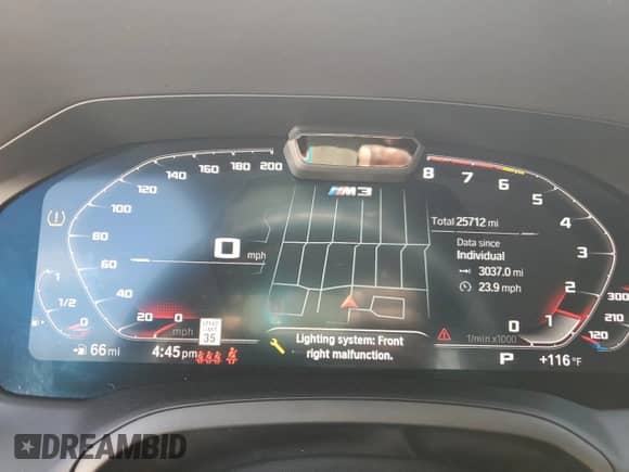 2022 BMW M3 Competition xDrive z VIN WBS43AY08NFL64831, wystawiony jako Copart lot #66165945 z przebiegiem 25 712 mil mil oraz Szkoda całkowita • Salvage title. Historia ofert i sprzedaży dostępna na DreamBid. Obrazek 9.