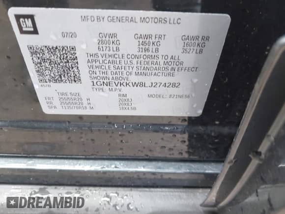 2020 Chevrolet Traverse Premier with VIN 1GNEVKKW8LJ274282, listed as a IAAI auction lot 42323930 with 41,740 mi miles and . Bid and sale history available at DreamBid. Image 9.