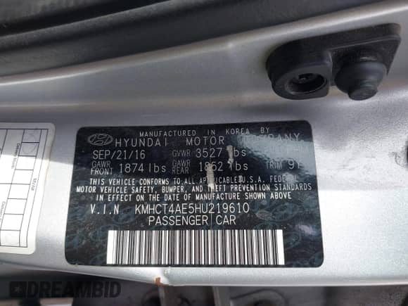 2017 Hyundai Accent Value Edition z VIN KMHCT4AE5HU219610, wystawiony jako IAAI lot #43322272 z przebiegiem 141 936 mil mil oraz . Historia ofert i sprzedaży dostępna na DreamBid. Obrazek 9.