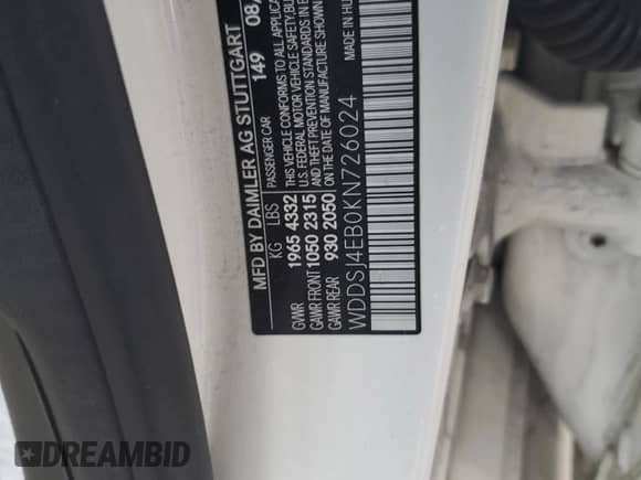 2019 Mercedes-Benz CLA 250 с VIN WDDSJ4EB0KN726024, выставлен на аукционе Copart как лот 71043915 с пробегом 64 657 миль миль и Списание • Salvage title. История ставок и продаж доступна на DreamBid. Изображение 13.