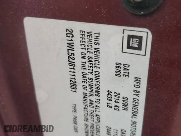 2001 Chevrolet Lumina с VIN 2G1WL52J811112631, выставлен на аукционе Copart как лот 53756815 с пробегом 228 551 миль миль и Списание • Salvage title. История ставок и продаж доступна на DreamBid. Изображение 12.