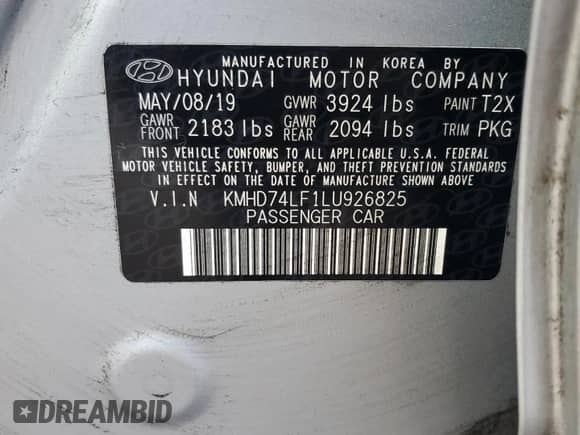 2020 Hyundai Elantra SE с VIN KMHD74LF1LU926825, выставлен на аукционе Copart как лот 81186345 с пробегом 152 225 миль миль и Списание • Salvage title. История ставок и продаж доступна на DreamBid. Изображение 13.