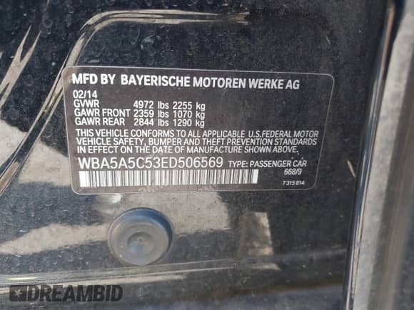 2014 BMW 5 Series 528i z VIN WBA5A5C53ED506569, wystawiony jako IAAI lot #43144151 z przebiegiem 156 745 mil mil oraz . Historia ofert i sprzedaży dostępna na DreamBid. Obrazek 9.