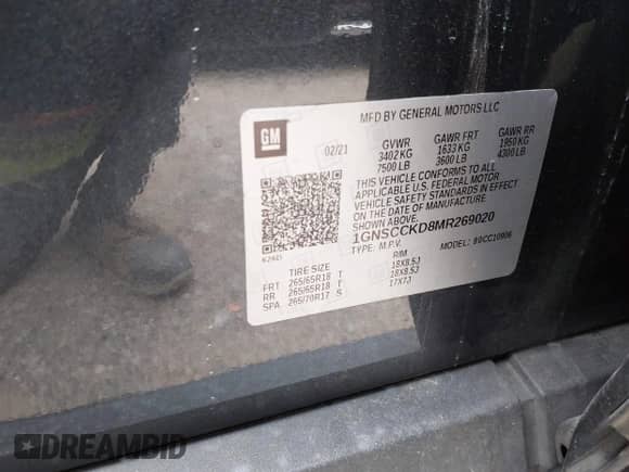 2021 Chevrolet Suburban LT с VIN 1GNSCCKD8MR269020, выставлен на аукционе IAAI как лот 42138693 с пробегом 108 305 миль миль и . История ставок и продаж доступна на DreamBid. Изображение 9.