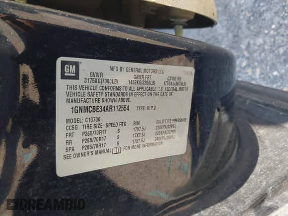 2010 Chevrolet Tahoe LT с VIN 1GNMCBE34AR112554, выставлен на аукционе IAAI как лот 43456529 с пробегом 251 893 миль миль и . История ставок и продаж доступна на DreamBid. Изображение 9.