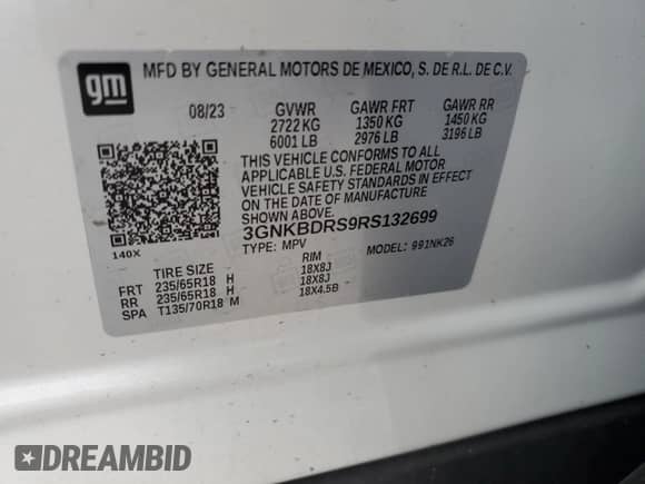 2024 Chevrolet Blazer LT с VIN 3GNKBDRS9RS132699, выставлен на аукционе Copart как лот 42372925 с пробегом 18 751 миль миль и Списание • Salvage title. История ставок и продаж доступна на DreamBid. Изображение 13.