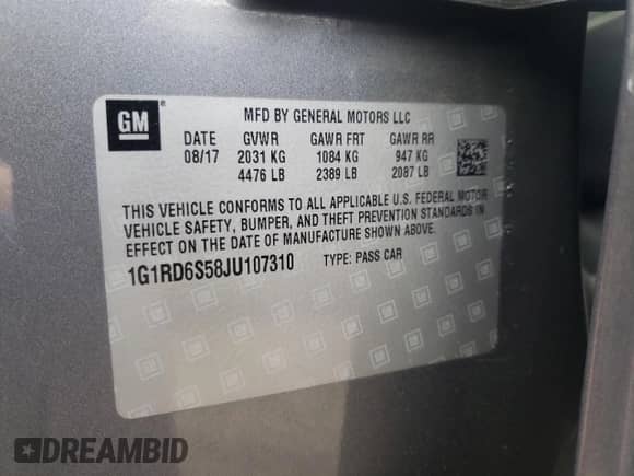 2018 Chevrolet Volt Premier z VIN 1G1RD6S58JU107310, wystawiony jako Copart lot #46386793 z przebiegiem 32 926 mil mil oraz . Historia ofert i sprzedaży dostępna na DreamBid. Obrazek 13.