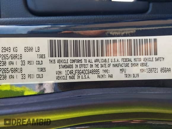 2013 Jeep Grand Cherokee Limited z VIN 1C4RJFBG4DC648995, wystawiony jako IAAI lot #43338050 z przebiegiem 138 551 mil mil oraz . Historia ofert i sprzedaży dostępna na DreamBid. Obrazek 9.