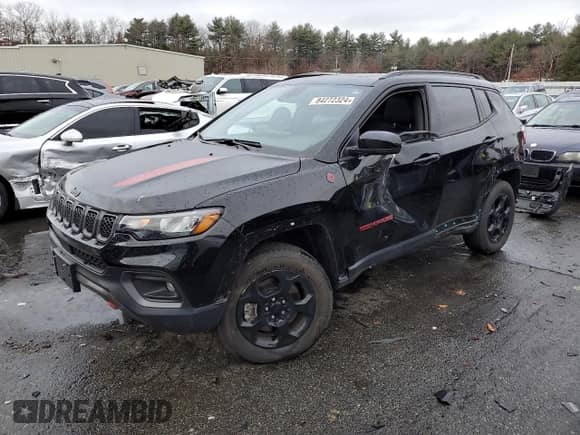 2023 Jeep Compass Trailhawk с VIN 3C4NJDDN0PT531177, выставлен на аукционе Copart как лот 84272324 с пробегом 14 778 миль миль и Списание • Salvage title. История ставок и продаж доступна на DreamBid. Изображение 1.