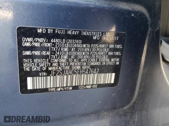 2014 Subaru Forester Limited with VIN JF2SJAHC5EH547642, listed as a Copart auction lot 71505765 with 139,089 mi miles and Clean title. Bid and sale history available at DreamBid. Image 12.