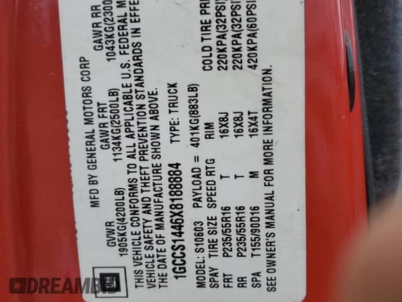 1999 Chevrolet S-10 LS Xtreme с VIN 1GCCS1446X8188884, выставлен на аукционе Copart как лот 67818895 с пробегом 281 425 миль миль и Списание • Salvage title. История ставок и продаж доступна на DreamBid. Изображение 13.