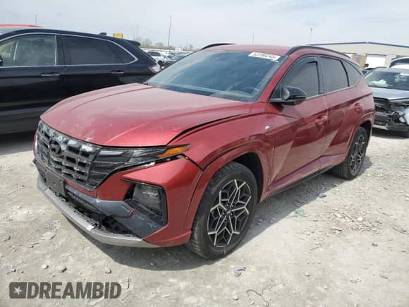 2022 Hyundai Tucson N Line z VIN KM8JFCAE5NU151409, wystawiony jako Copart lot #53190245 z przebiegiem 163 714 mil mil oraz Szkoda całkowita • Salvage title. Historia ofert i sprzedaży dostępna na DreamBid. Obrazek 1.