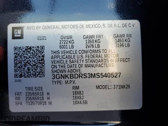 2021 Chevrolet Blazer LT с VIN 3GNKBDRS3MS540527, выставлен на аукционе Copart как лот 67099805 с пробегом 45 400 миль миль и Списание • Salvage title. История ставок и продаж доступна на DreamBid. Изображение 13.