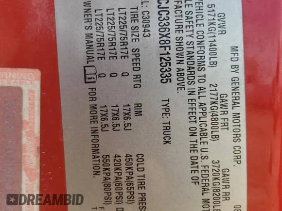 2008 Chevrolet Silverado 3500HD DRW 2LT z VIN 1GCJC336X8F125335, wystawiony jako Copart lot #59603865 z przebiegiem 162 706 mil mil oraz Szkoda całkowita • Salvage title. Historia ofert i sprzedaży dostępna na DreamBid. Obrazek 12.